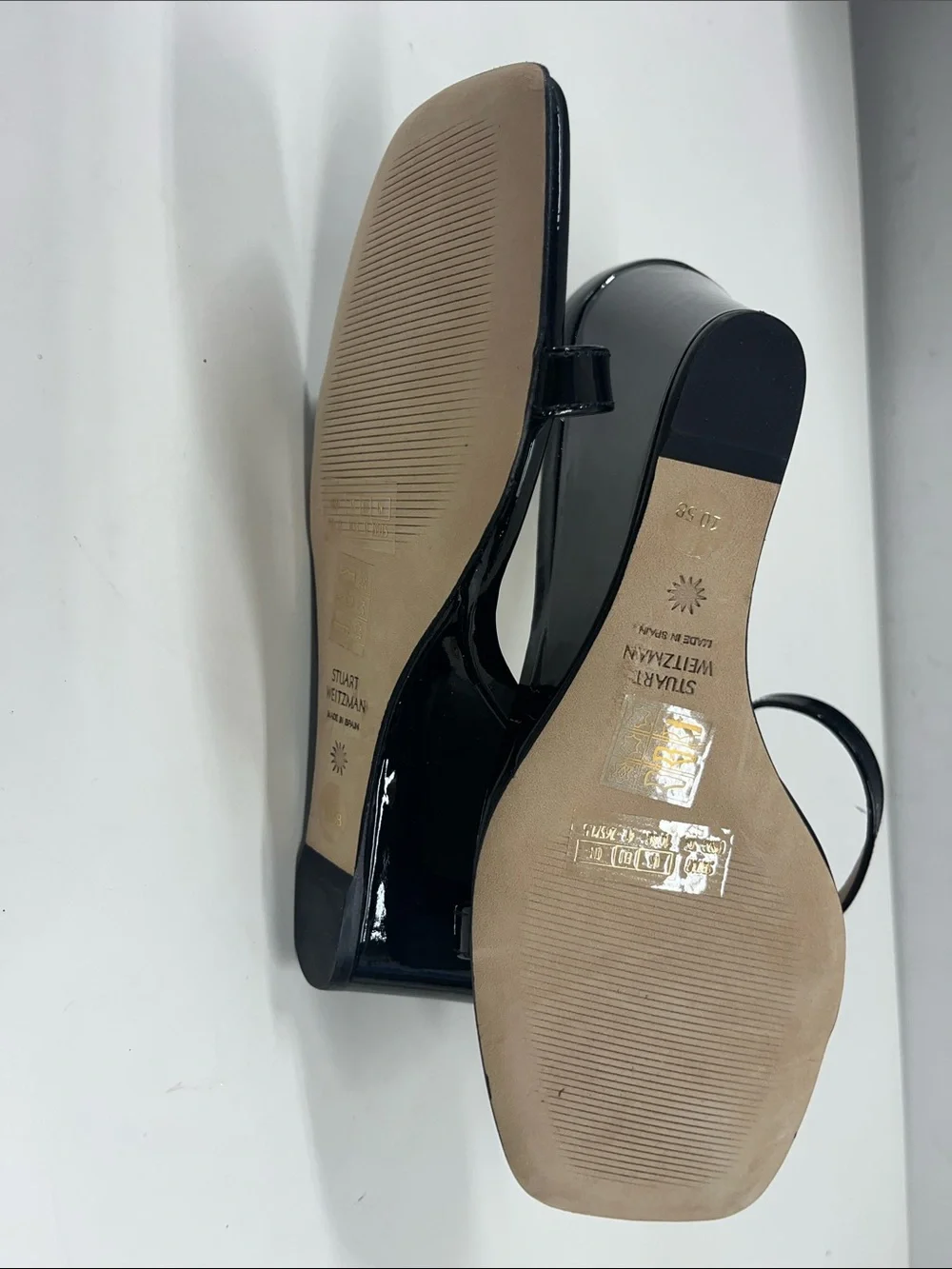 New Stuart Weitzman Nudistcurve 85 Wedge in Black Patent Leather Size 10.5